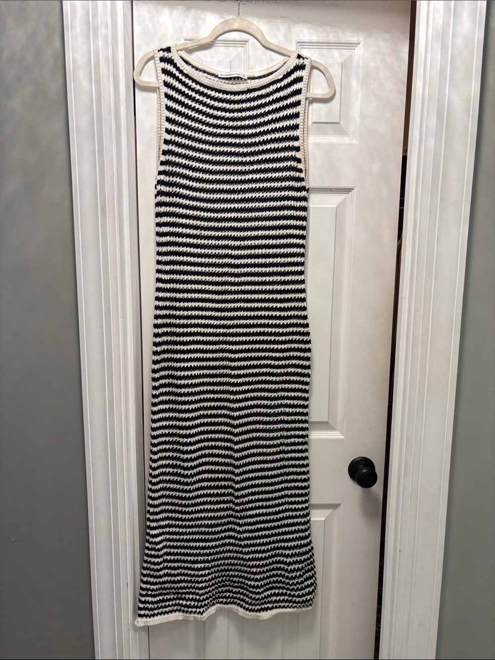 Abercrombie & Fitch Black and White Striped Maxi Dress